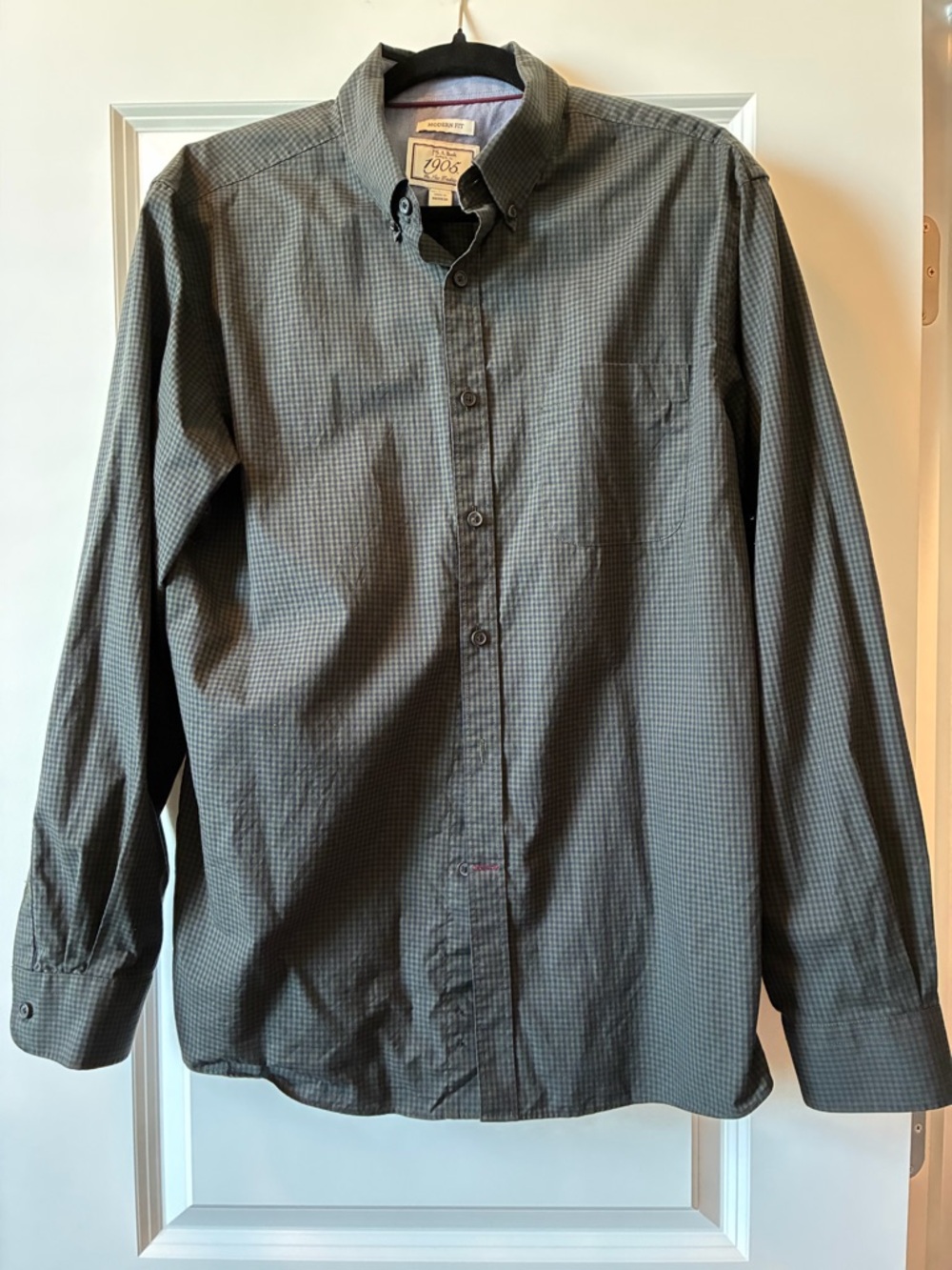 Jos. A. Bank Dark Green Micro-Check Button-Down Dress Shirt